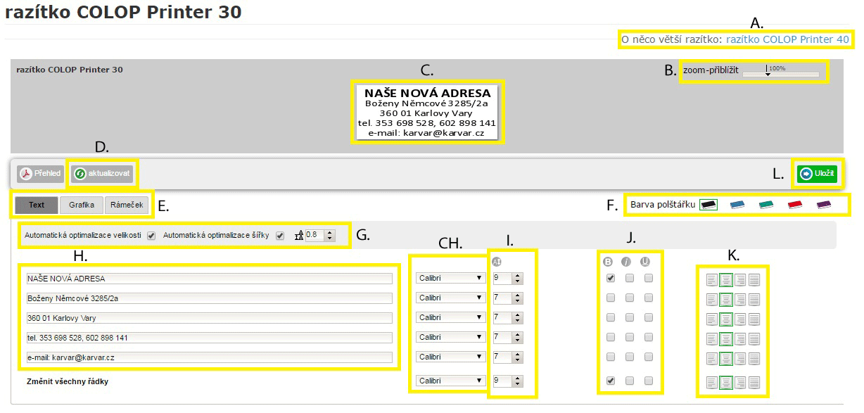 nárh razítka online || obchodRAZITEK.cz